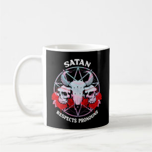 Satan Respects Pronouns Transgender Pentagram Tran Coffee Mug