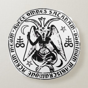 Satanic Baphomet Round Pillow