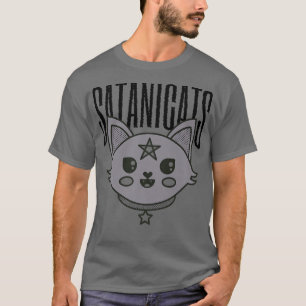 Satanic Cat Cartoon Mystical Magic Night Halloween T-Shirt