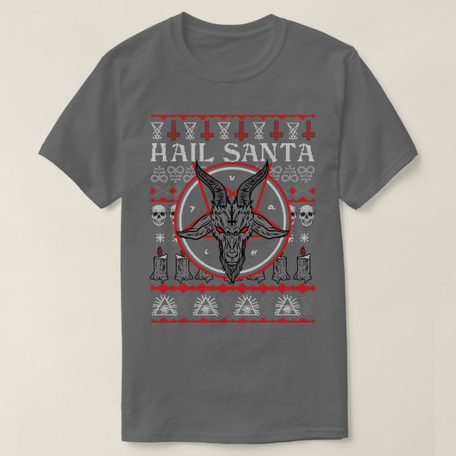Satanic Christmas Hail Santa Ugly Sweater (Design Front)