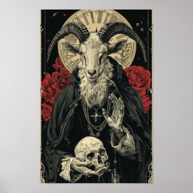 Satanic Goat Art Nouveau Tarot Card Poster (Front)
