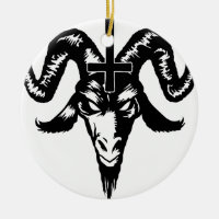 Satanic Goat Head with Cross (black)