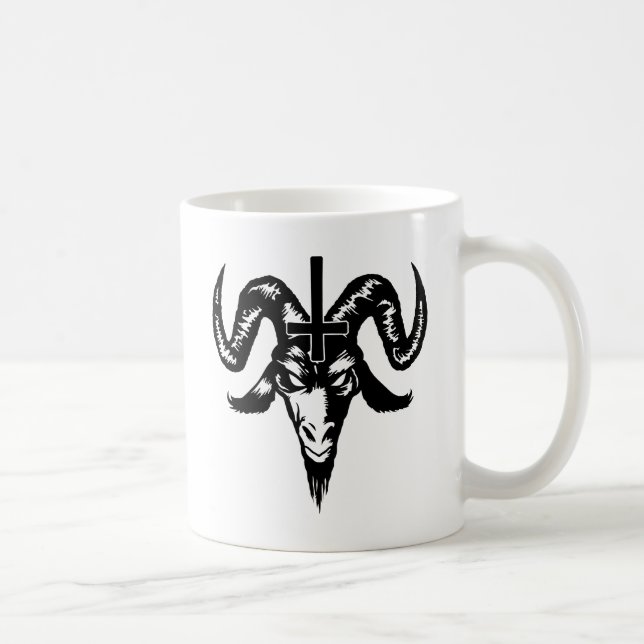 Satanic Goat Head with Cross (black) Coffee Mug (Right)