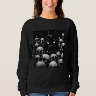 Satanic Occult Cat Goth Grunge Black Metal Crust Sweatshirt