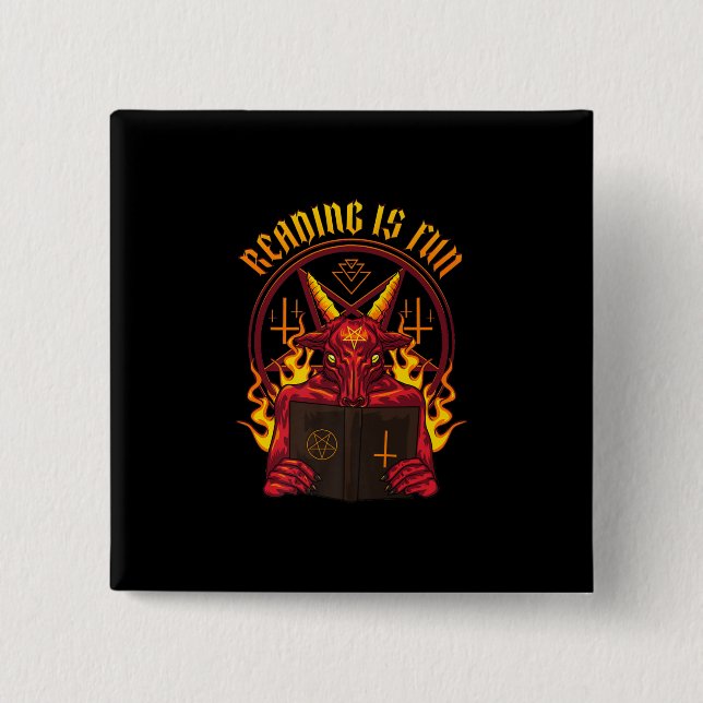 Satanic Pagan Goat Premium 2 Inch Square Button (Front)