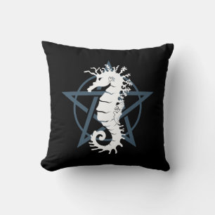 Satanic Seahorse Throw Pillow