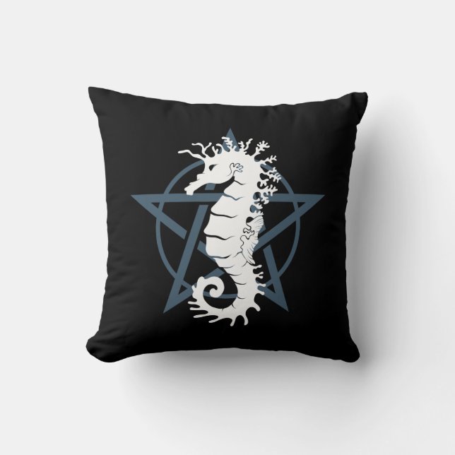 Satanic Seahorse Throw Pillow (Front)