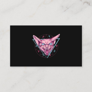 Satanic Sphynx Cat Pentagram 666 Pastel Goth Occul Business Card