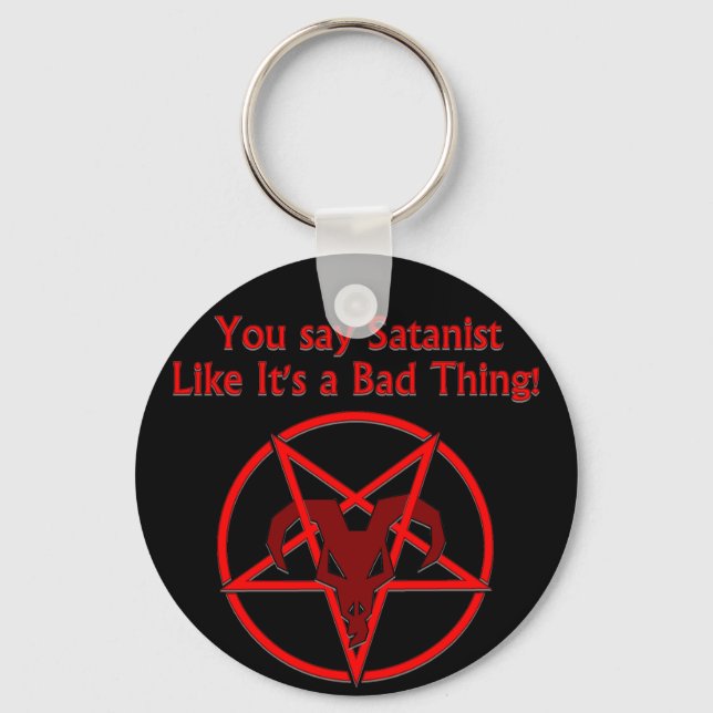 Satanist Bad Thing Dark Humour Goat Pentacle Keychain (Front)