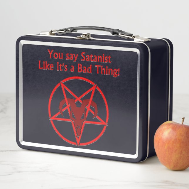 Satanist Bad Thing Dark Humour Goat Pentacle Metal Lunch Box (In Situ)