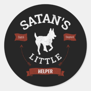 Satan's Little Helper Funny Dutch Shepherd Classic Round Sticker