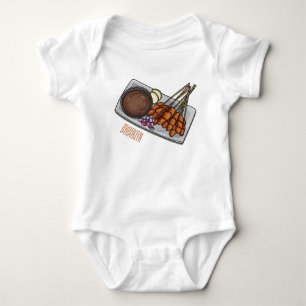 Satay cartoon illustration baby bodysuit
