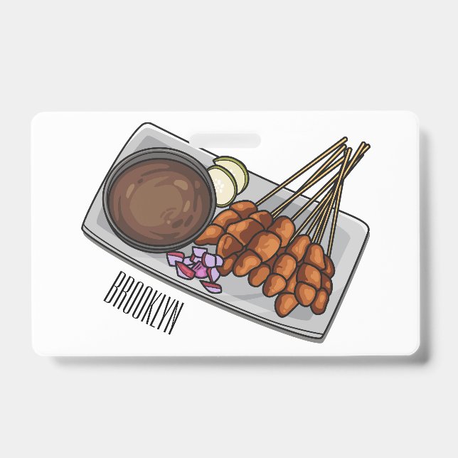 Satay cartoon illustration  badge (Front)