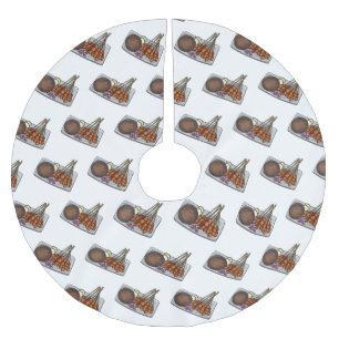 Satay cartoon illustration  brushed polyester tree skirt