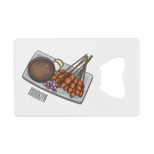 Satay cartoon illustration credit card bottle opener