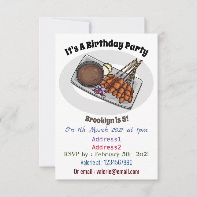 Satay cartoon illustration invitation (Front)