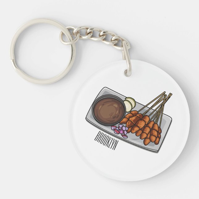 Satay cartoon illustration  keychain (Front)