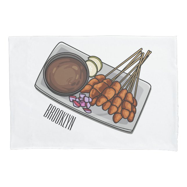 Satay cartoon illustration  pillowcase (Front)
