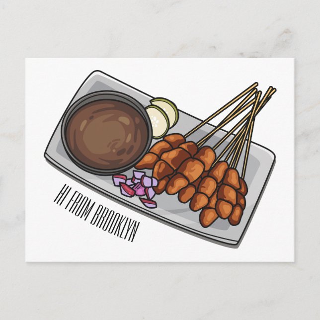 Satay cartoon illustration  postcard (Front)