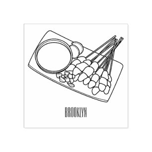 Satay cartoon illustration rubber stamp