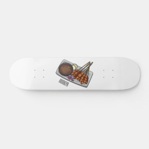 Satay cartoon illustration  skateboard
