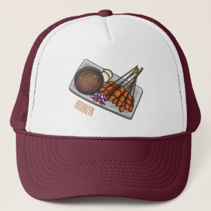 Satay cartoon illustration trucker hat