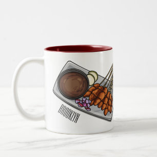 Satay cartoon illustration Two-Tone coffee mug