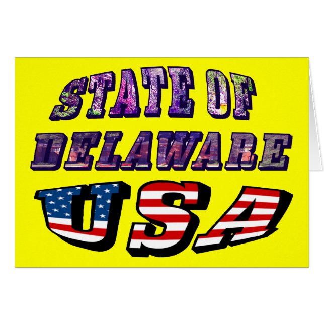 Sate of Delaware Picture and USA Flag Text (Front Horizontal)