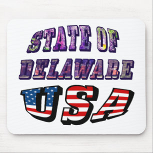 Sate of Delaware Picture and USA Flag Text Mouse Pad
