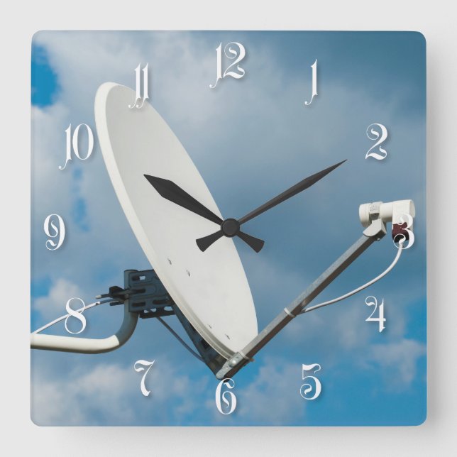 Satellite dish square wall clock (Front)