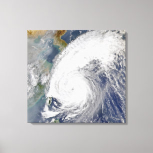 Satellite image of a typhoon canvas print
