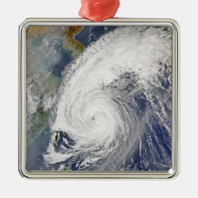 Satellite image of a typhoon metal ornament (Front)