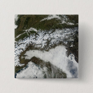 Satellite image of The Alps mountain range 2 Inch Square Button