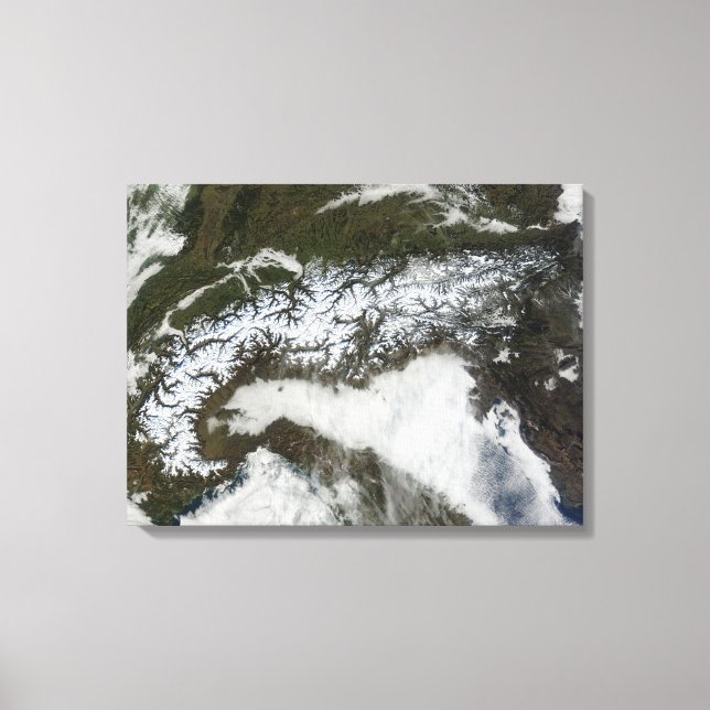 Satellite image of The Alps mountain range Canvas Print (Front)