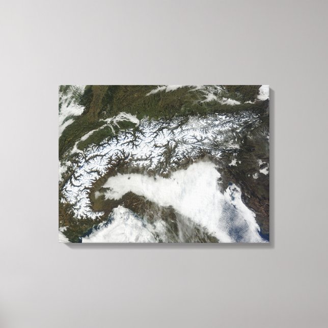 Satellite image of The Alps mountain range Canvas Print (Front)