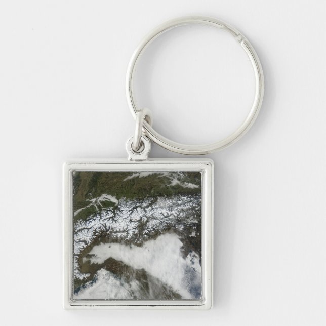Satellite image of The Alps mountain range Keychain (Front)