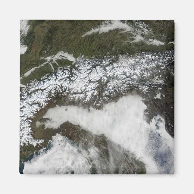 Satellite image of The Alps mountain range Magnet (Front)