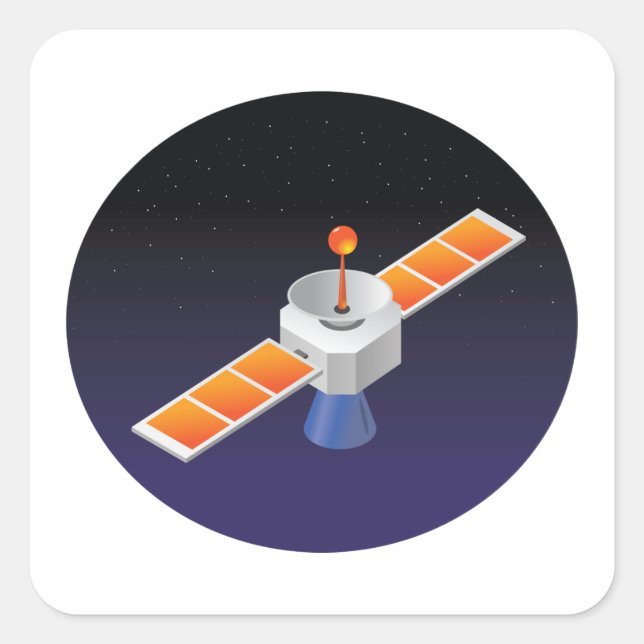Satellite In Space Square Sticker (Front)