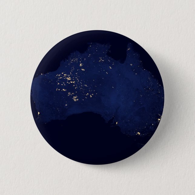 Satellite The Night Lights Of Australia. 2 Inch Round Button (Front)