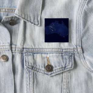 Satellite The Night Lights Of Australia. 2 Inch Square Button