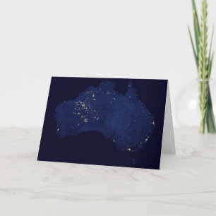 Satellite The Night Lights Of Australia. Card
