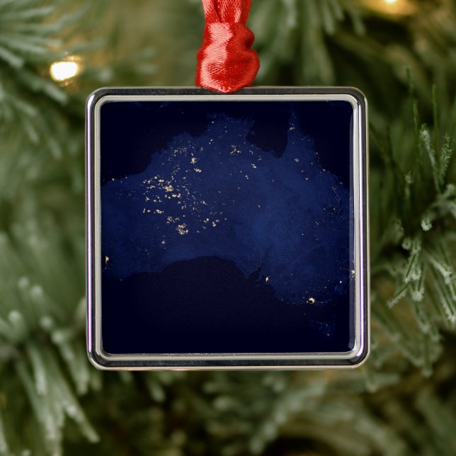 Satellite The Night Lights Of Australia. Metal Ornament (Tree)