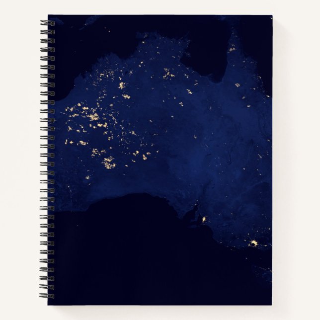 Satellite The Night Lights Of Australia. Notebook (Front)