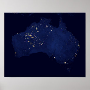 Satellite The Night Lights Of Australia. Poster