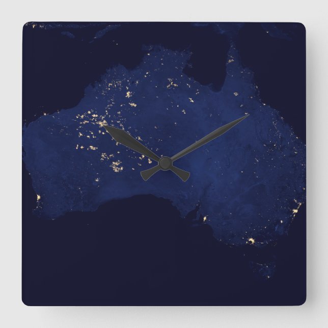 Satellite The Night Lights Of Australia. Square Wall Clock (Front)