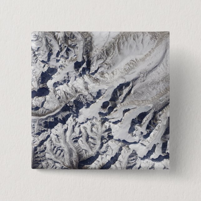 Satellite view of a Himalayan glacier 2 Inch Square Button (Front)