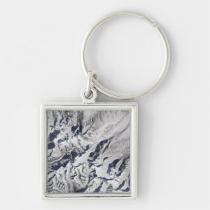 Satellite view of a Himalayan glacier Keychain