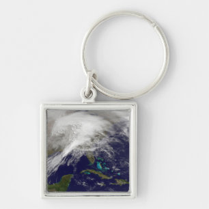 Satellite view of a massive winter storm keychain