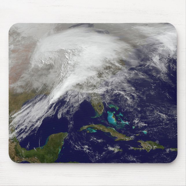 Satellite view of a massive winter storm mouse pad (Front)