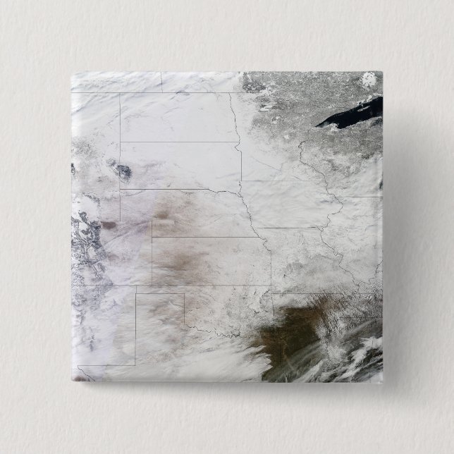 Satellite view of a massive winter storm over U 2 Inch Square Button (Front)